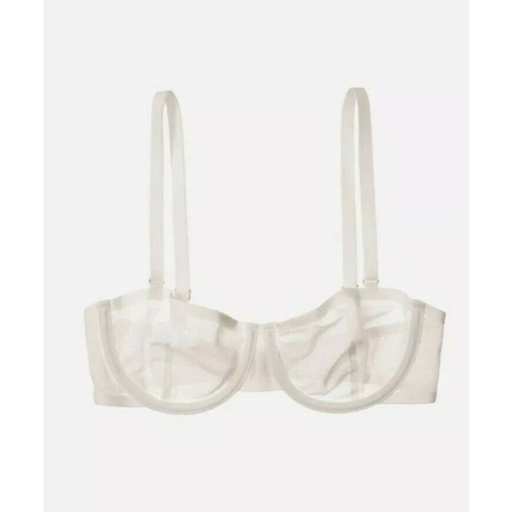 CUUP The‎ Balconette Bra Salt White Mesh Underwire 32B